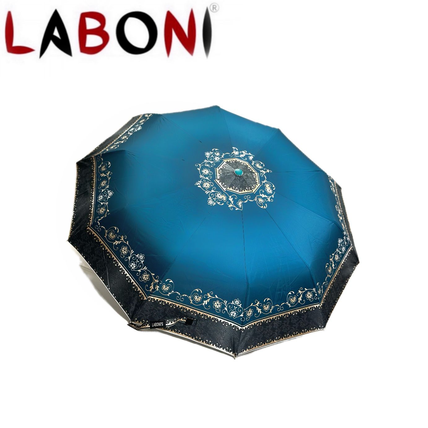 Laboni's 10k Auto
                        Close Silver Print Umbrella